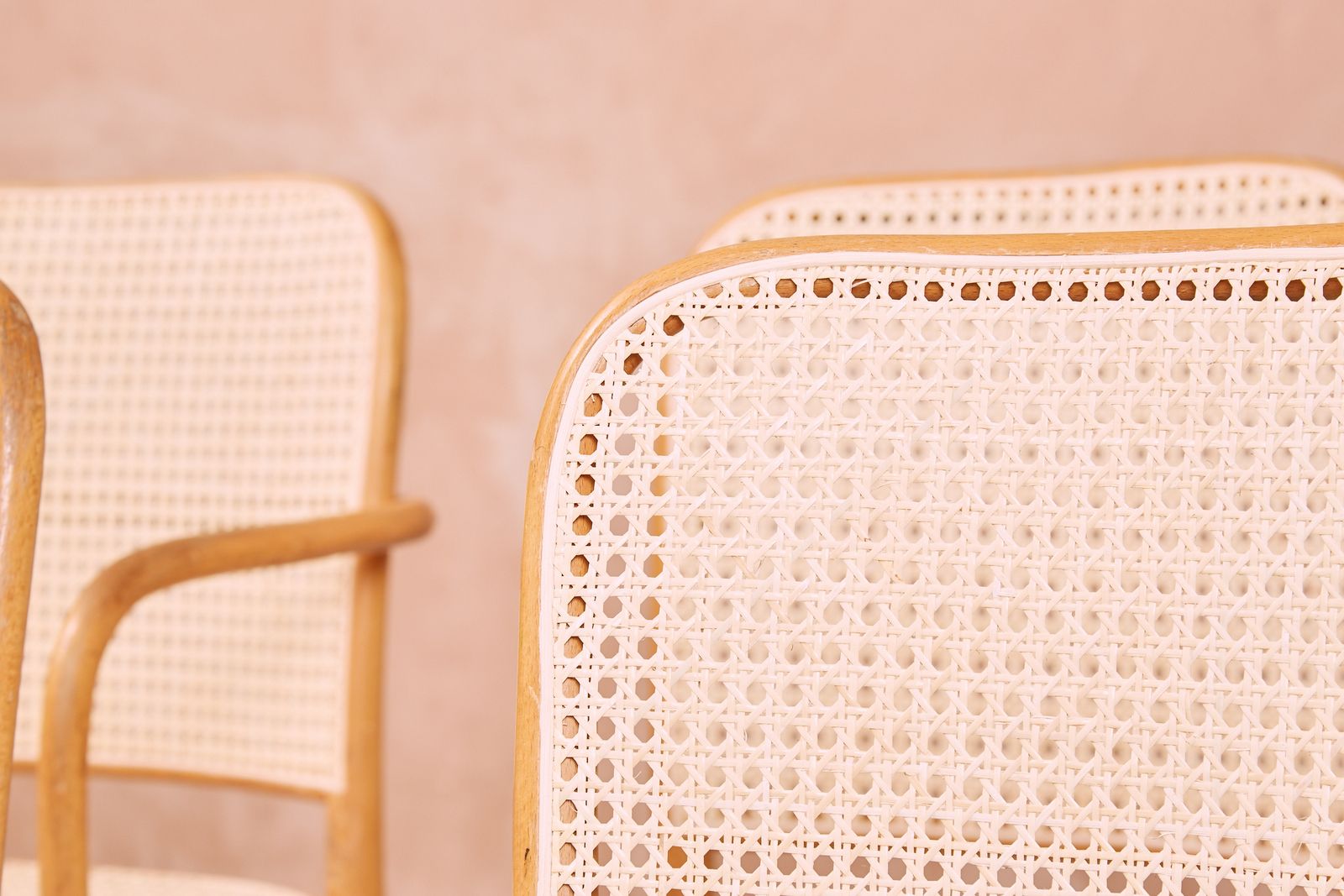 Set Of Six Prague Chairs By Josef Hoffmann And Josef Frank, Bentwood And Cane, 1930s photo vintage
