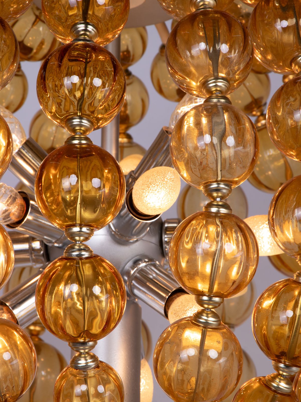 photo for sale Spectacular 25" Ballroom Chandelier Handcrafted Amber Glass Balls, Germany 1960s