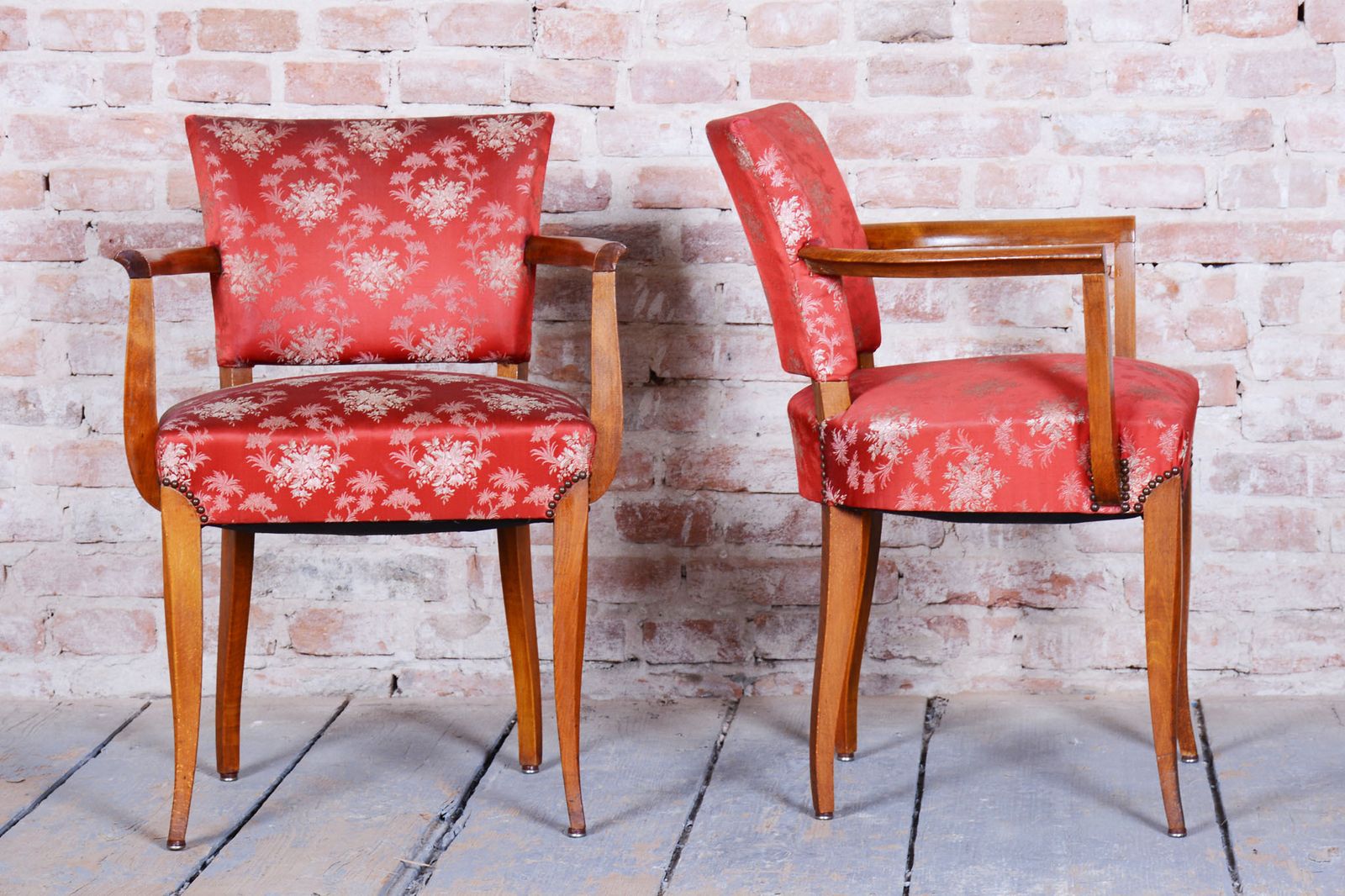 Set Of Two Restored Art Deco Armchairs, By Jules Leleu, Beech, France, 1930s photo furniture