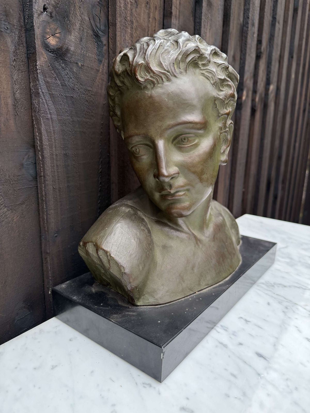 Art Deco Terracotta Bust Of A Boy , J Dommisse photo for sale