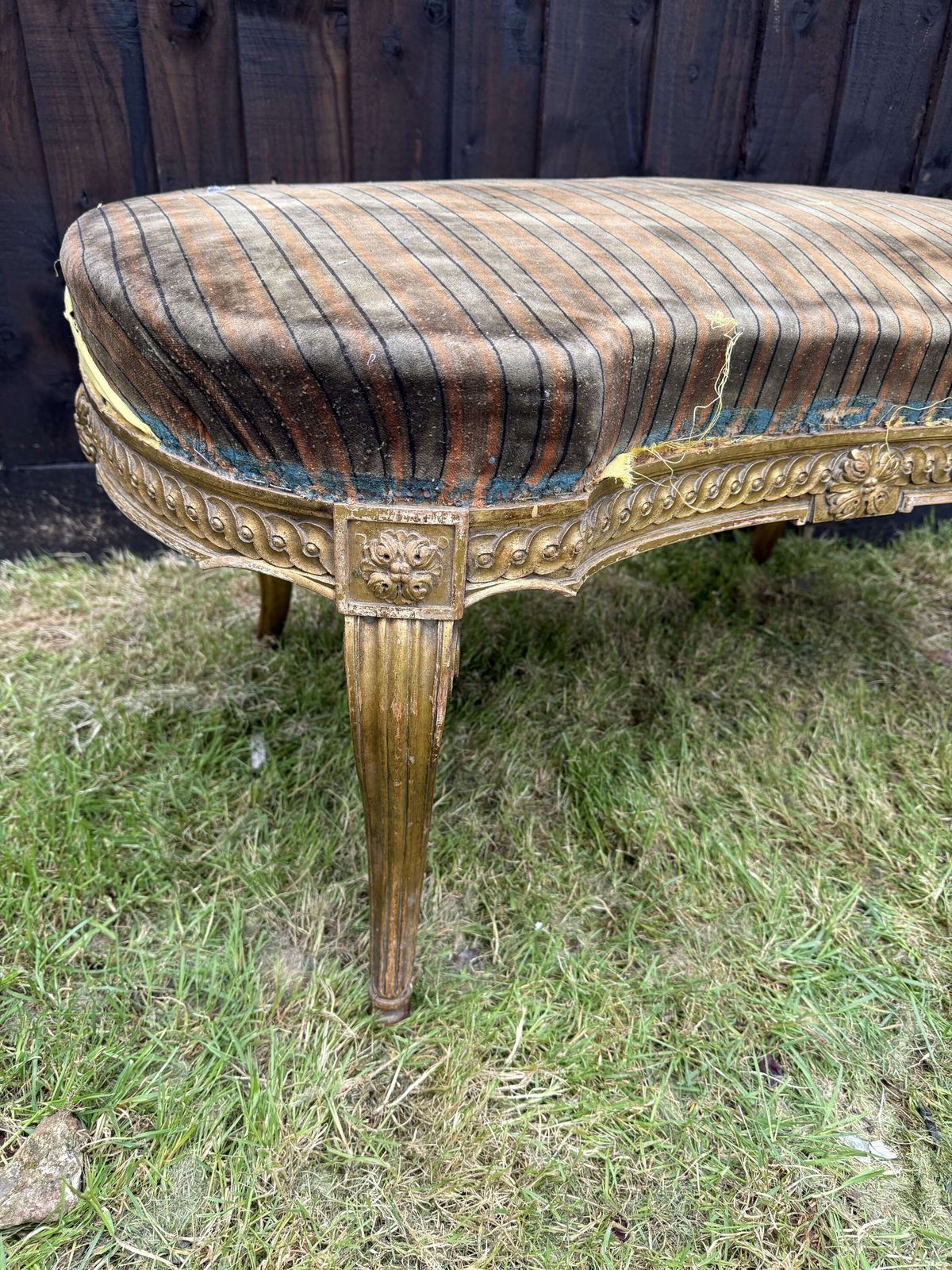 Louis XVI Style Gilt Wood Foot Stool photo furniture