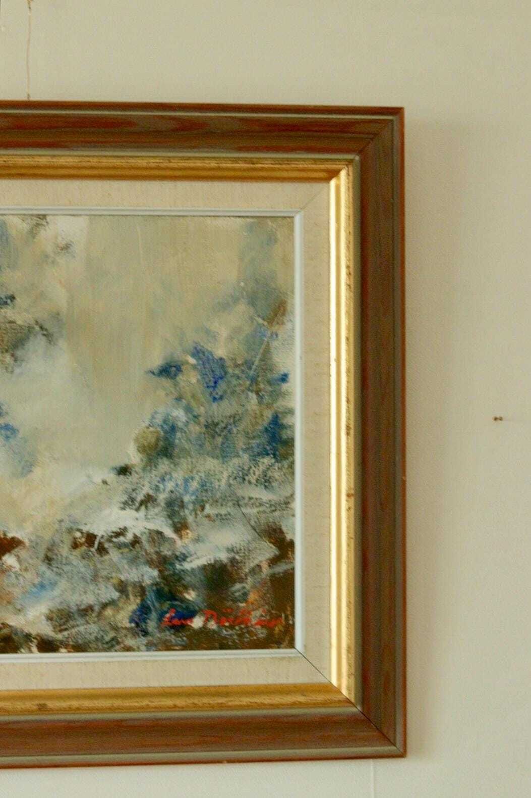 Mid Century Original Swedish Oil On Panel "Cliffs On Ljusterö " By Lars Boëthius Vintage & Framed photo 275.0