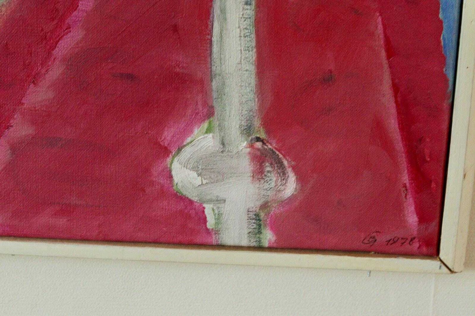 Mid Century Original Swedish Oil On Canvas "Woman And A Vase " By Björn Gyllenhammar   Vintage & Framed photo 245.0