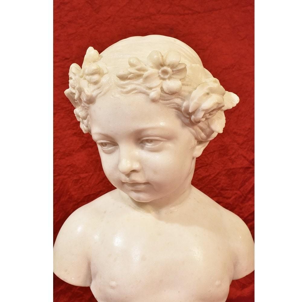 Antique Marble, Bust Of Young Girl Sculpture, 19th Century. (Stma63) photo 2800.0