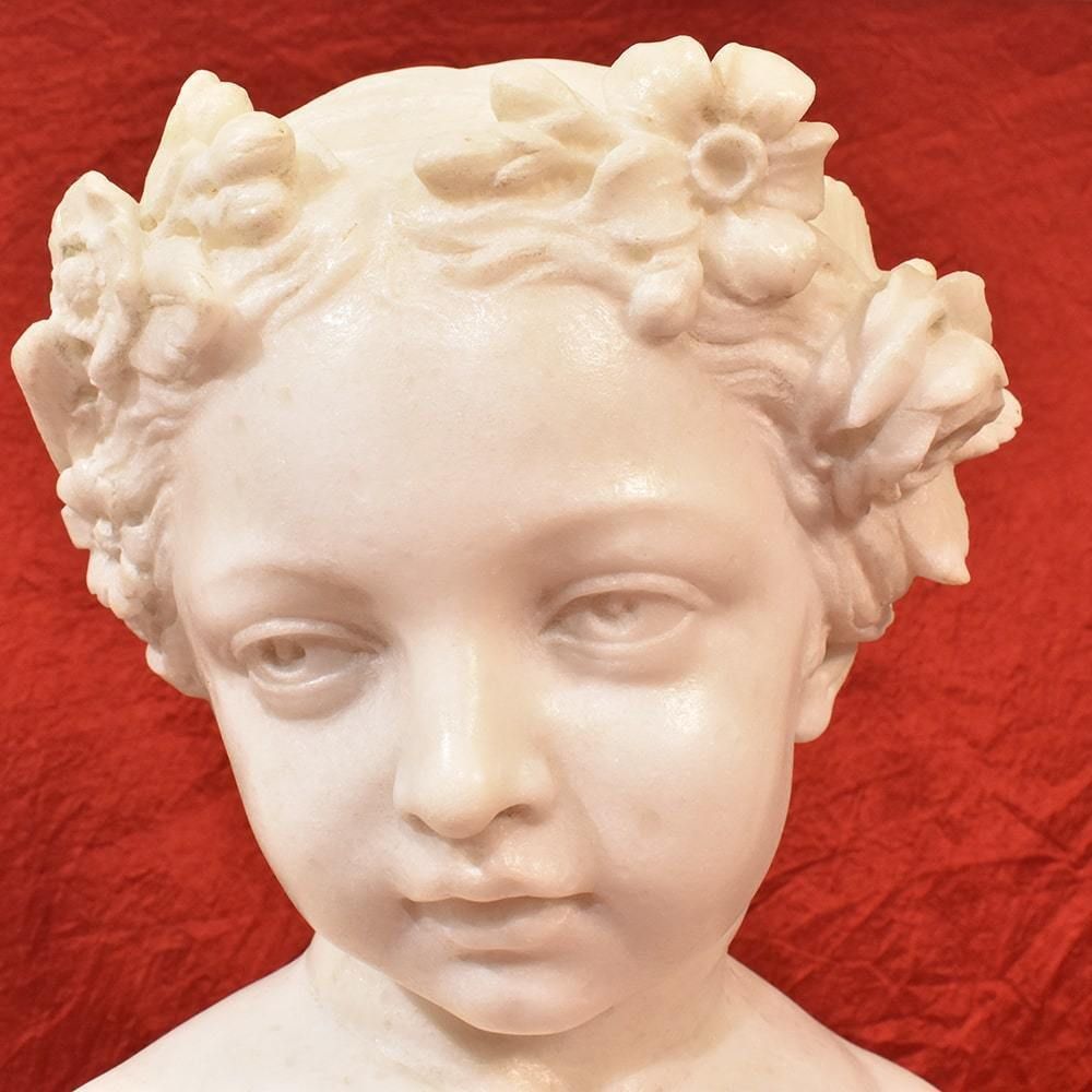 Antique Marble, Bust Of Young Girl Sculpture, 19th Century. (Stma63) photo buy