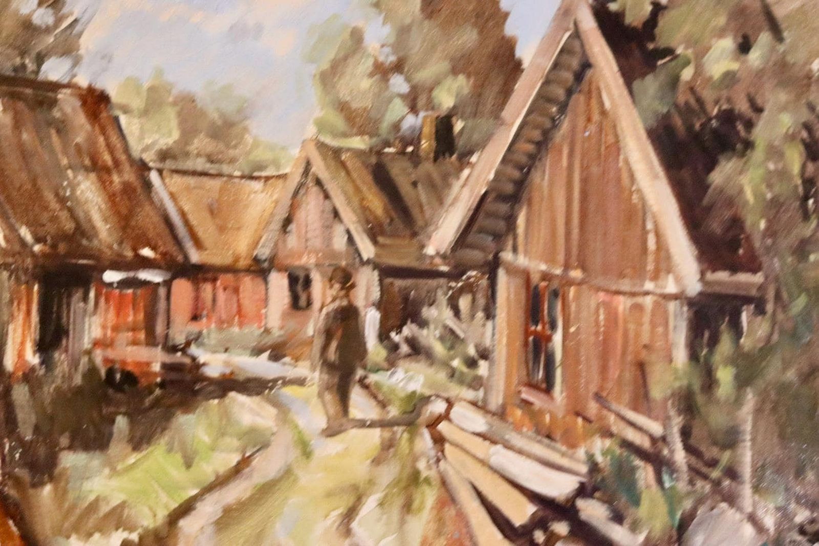 Mid Century Original Swedish Oil On Canvas "Street " By Lennart Möller  Vintage & Framed photo buy