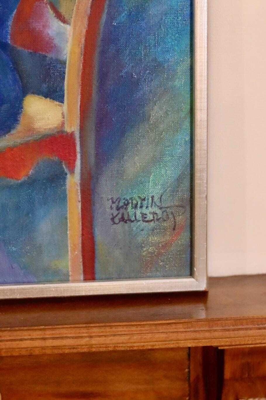 Mid Century Original Swedish Oil On Canvas "Mother And Child " By Martin Kallerroj Vintage & Framed photo buy