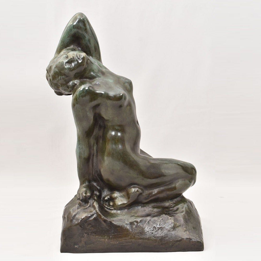 Antique Bronze Statues, Naked Woman, Amedeo Gennarelli, 20th Century, Art Deco. (Stb89)