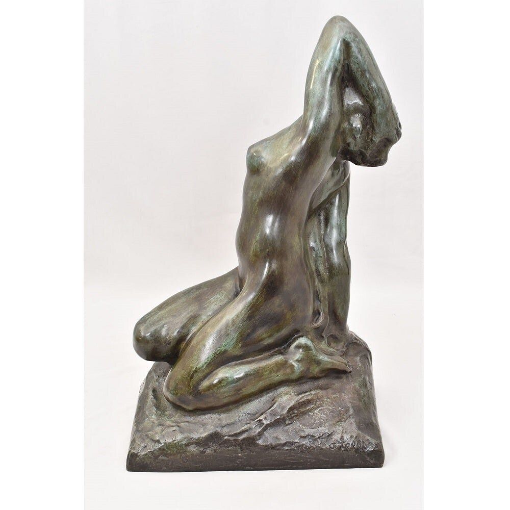 Antique Bronze Statues, Naked Woman, Amedeo Gennarelli, 20th Century, Art Deco. (Stb89) photo vinterior