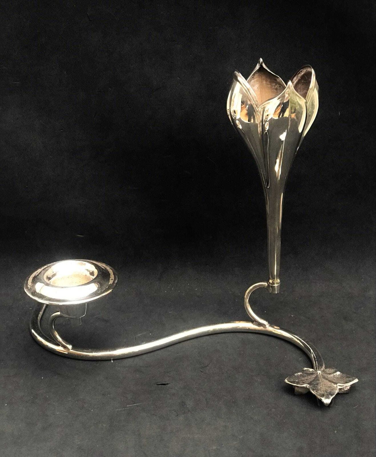 Vase Small Silver Plated Bud Fluted Vase With Candle Holder English Soliflor, Trumpet Vase One Flower Gift For Her Hostess Gift Posy Holder
