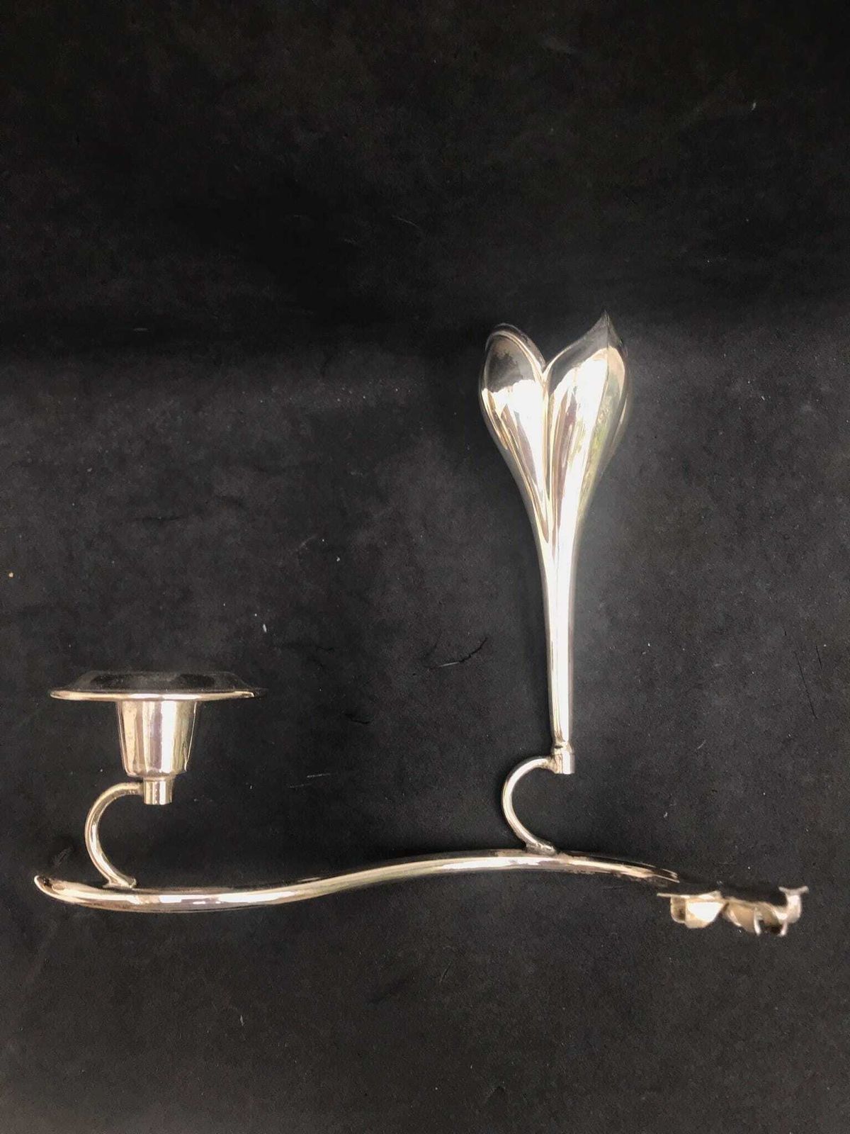 Vase Small Silver Plated Bud Fluted Vase With Candle Holder English Soliflor, Trumpet Vase One Flower Gift For Her Hostess Gift Posy Holder photo for sale
