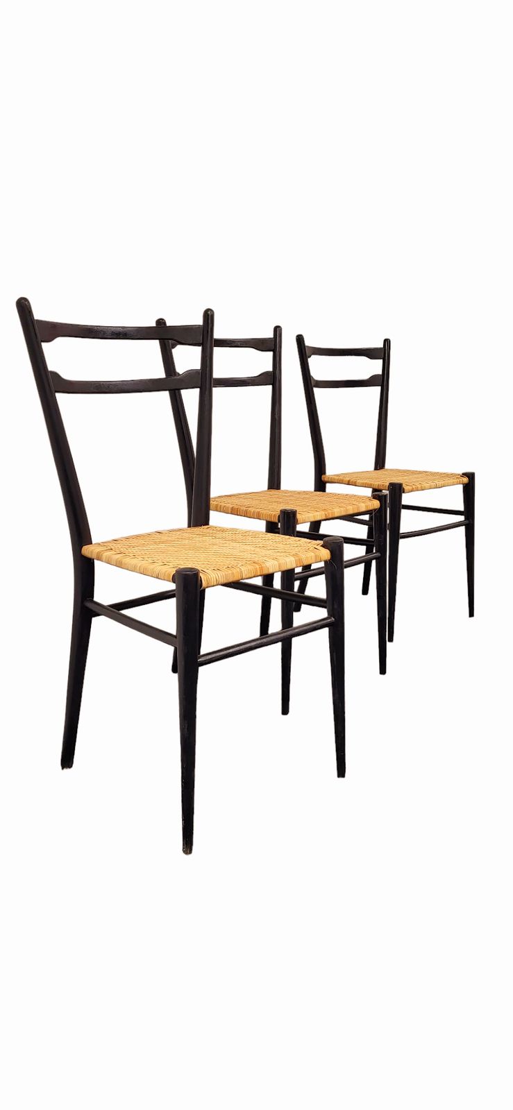 Cane Chairs In The Style Of Gio Ponti, Set Of 3 photo vintage