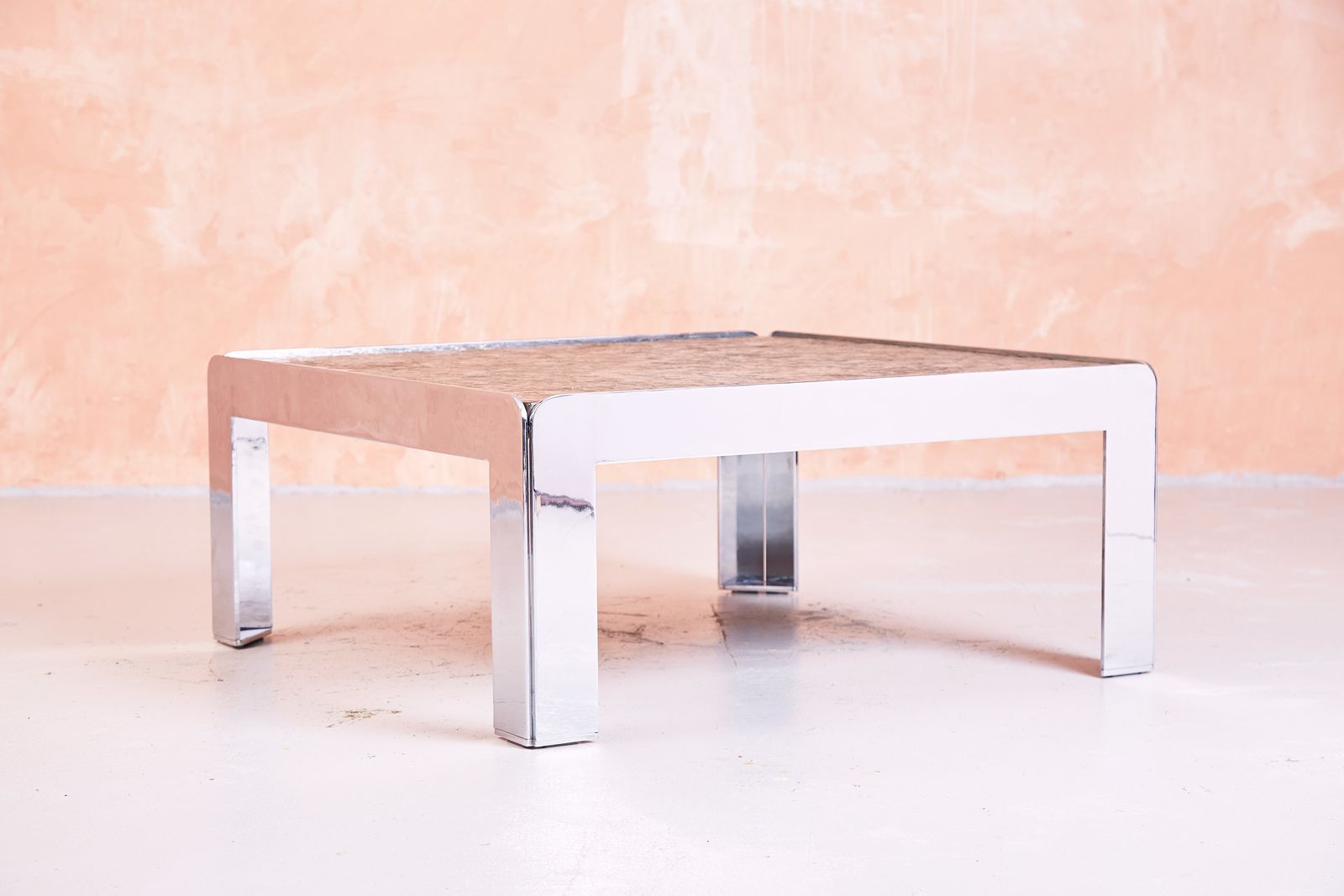 1960s French Chromed Steel And Slate Coffee Table photo furniture