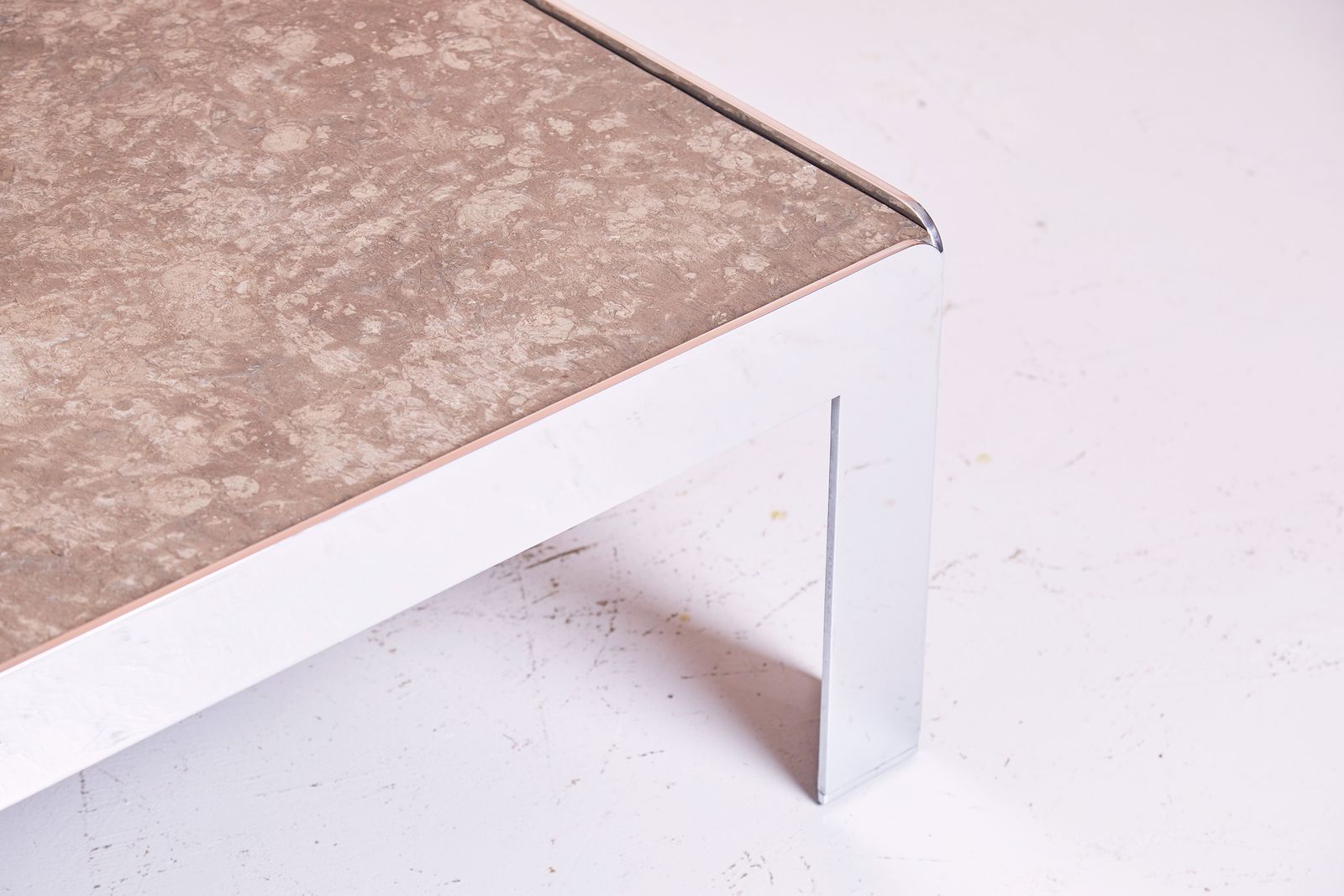 1960s French Chromed Steel And Slate Coffee Table photo vinterior