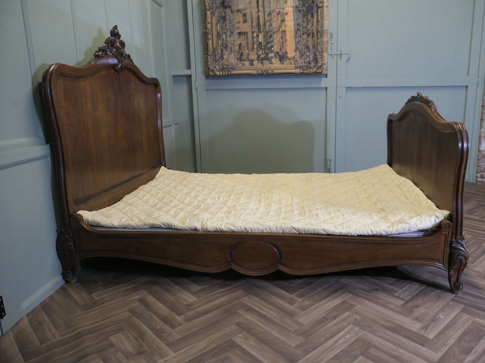 Louis XV Style French Golden Walnut Bed photo Furniture