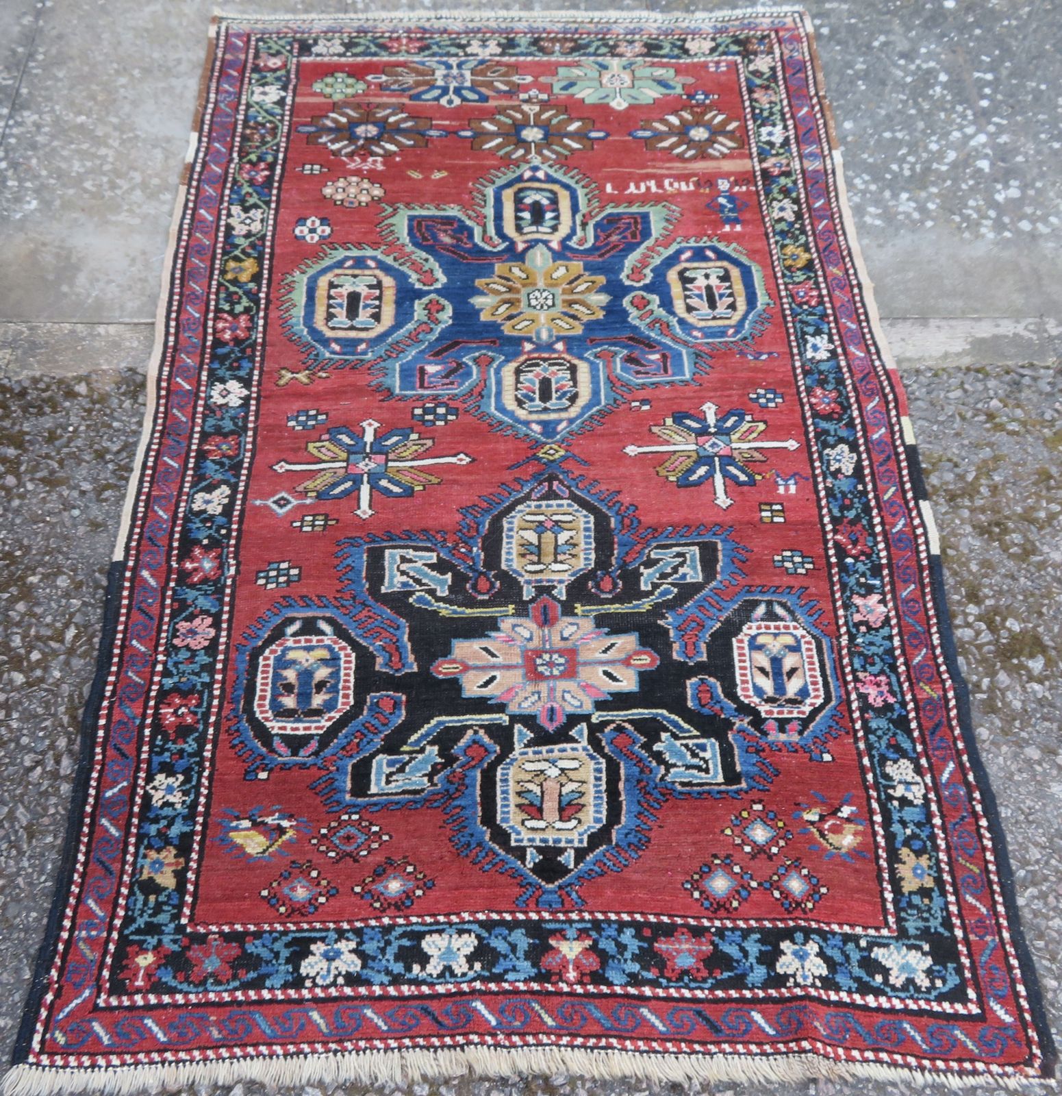 Antique Caucasian Karabagh Village Rug. Signed Name By Weaver.  194cm X 117cm.