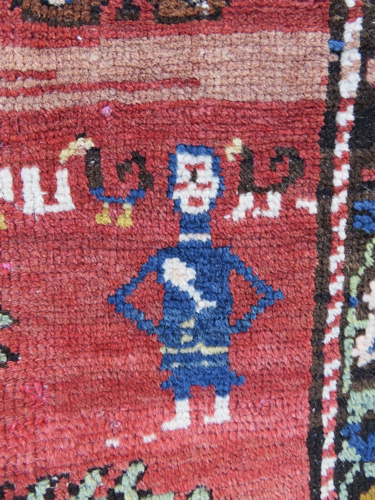 Antique Caucasian Karabagh Village Rug. Signed Name By Weaver.  194cm X 117cm. photo for sale
