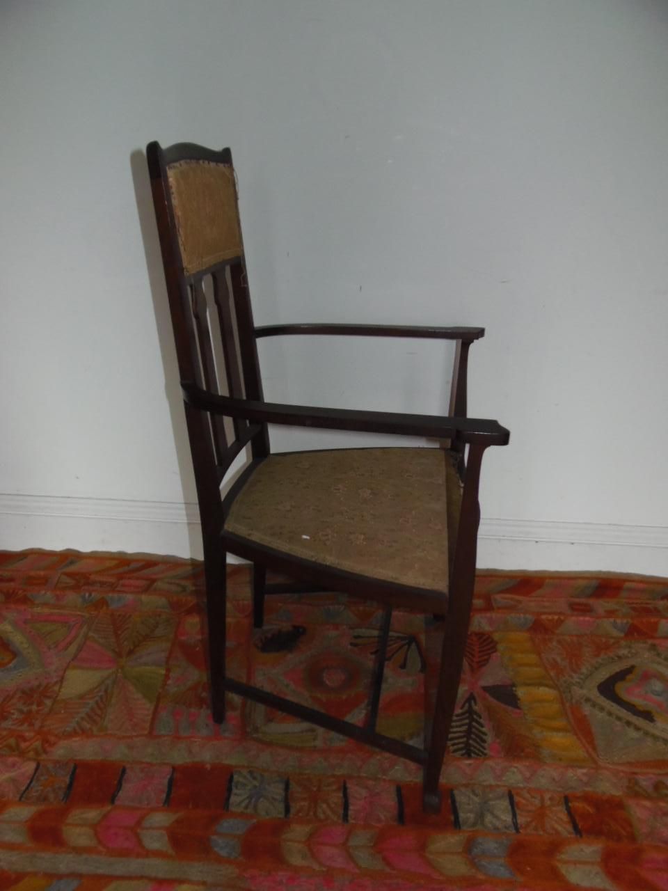 Arts And Crafts Inlaid Armchair . photo 675.0