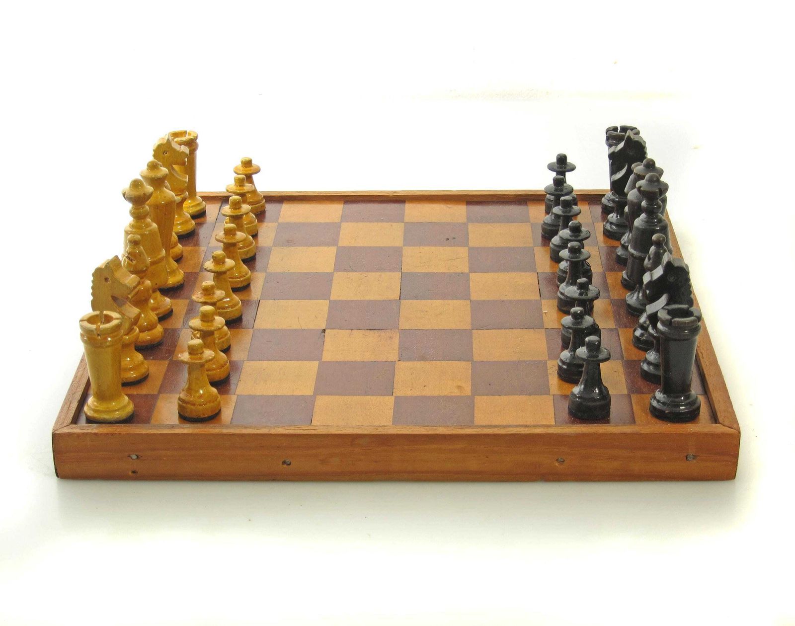 Vintage Collectable Wooden Chess Set, Board & Box    Austrian Coffee House, Kaffeehaus, Haflinger Knights, Josef Hoffmann, Wagner, Adolf Loos photo furniture