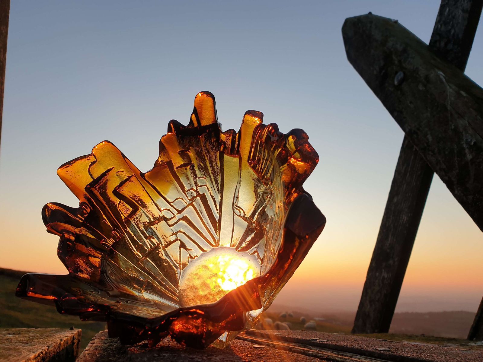Pertti Santalahti For Humpilla, Finland. An Amber Glass, Crystal Form Bowl. 1970s. photo furniture