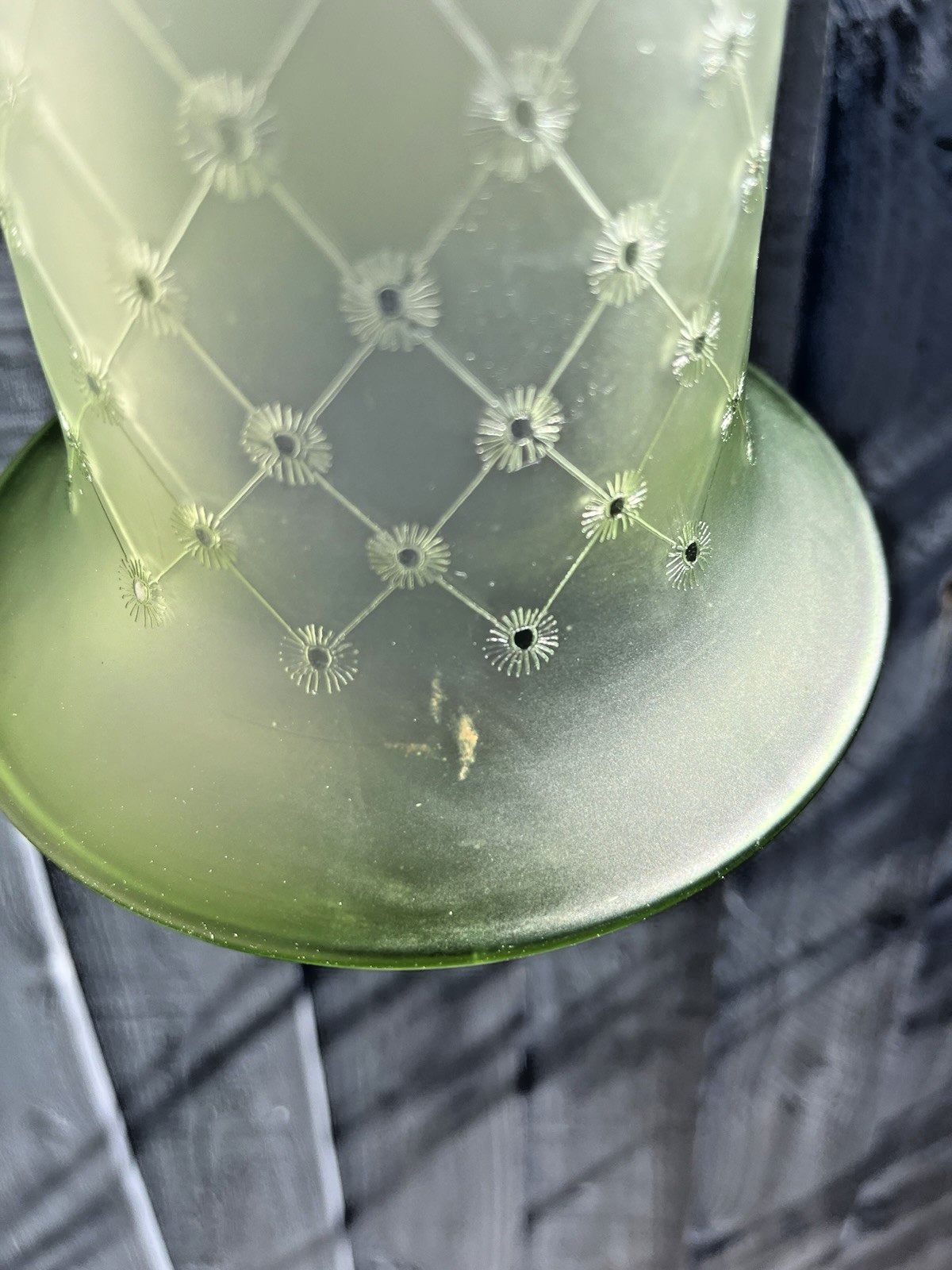 Satin Frosted Glass Sunflower Floral Etched Bell Lamp Shade Victorian Antique photo 95.0