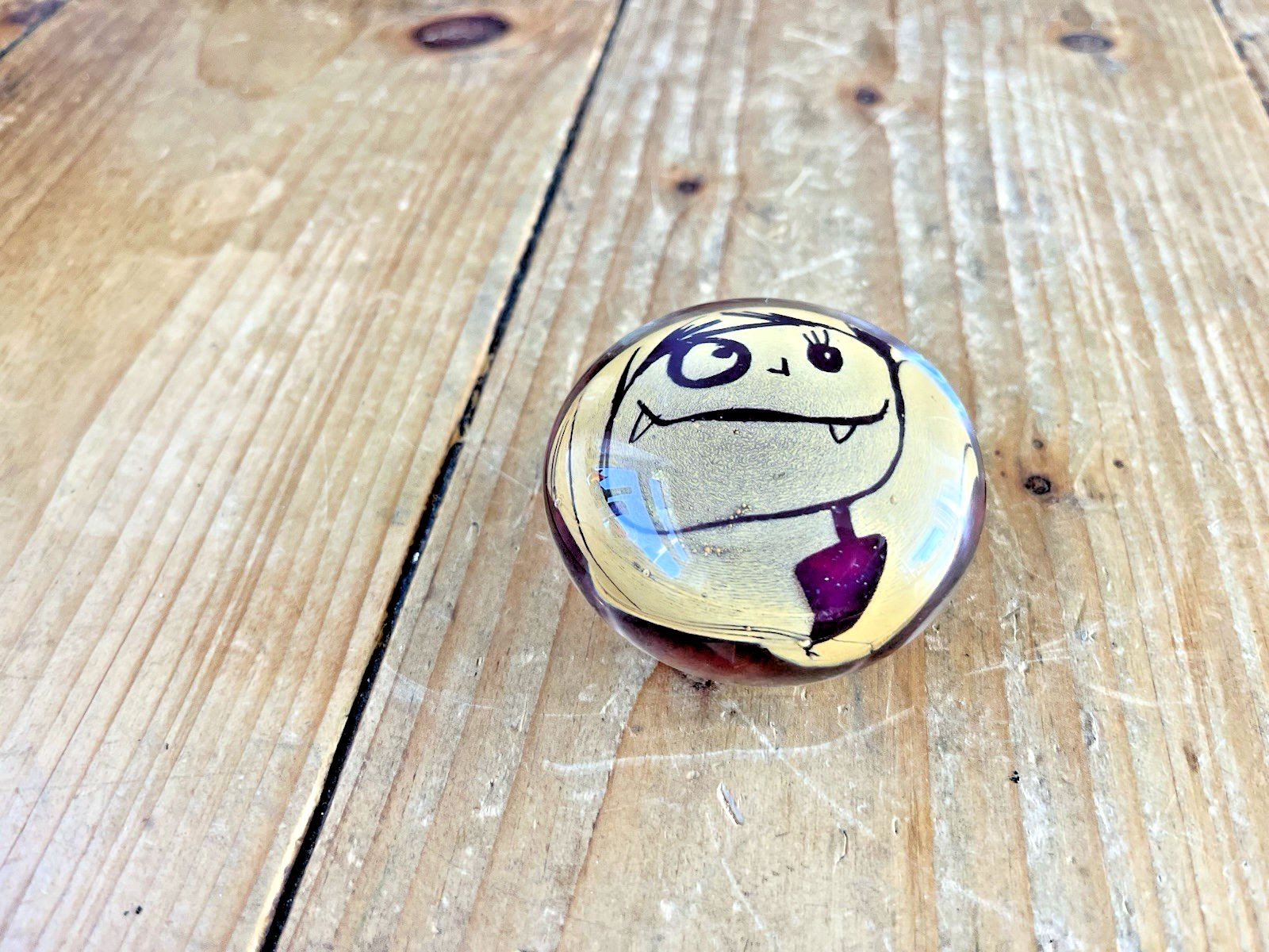 Unusual Rare 2011 Canadian Artist Karine Demers Blown Art Glass Face Paperweight photo furniture