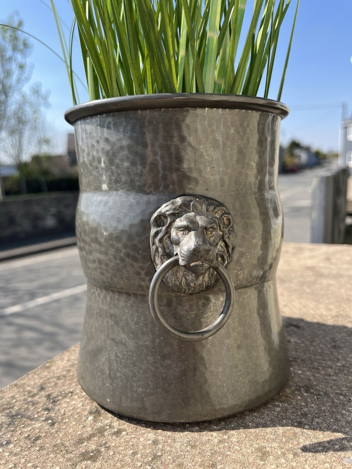 photo buy Antique W & Co Pewter Champagne Ice Bucket Planter Plant Pot Lions Head Handles