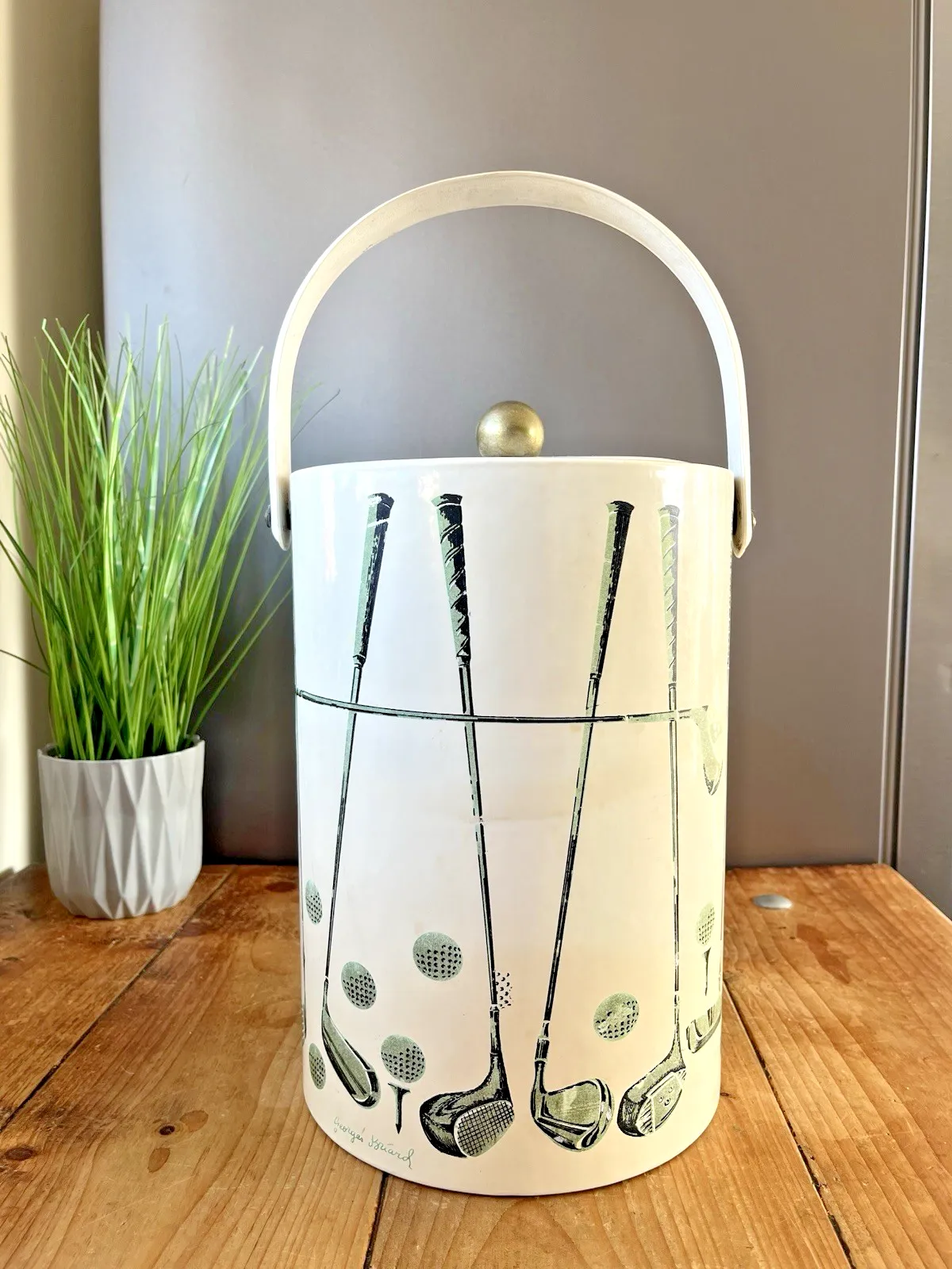 Vintage 60's Georges Briard Golf Ball Club Champagne Ice Bucket Bottle Cooler photo vinterior