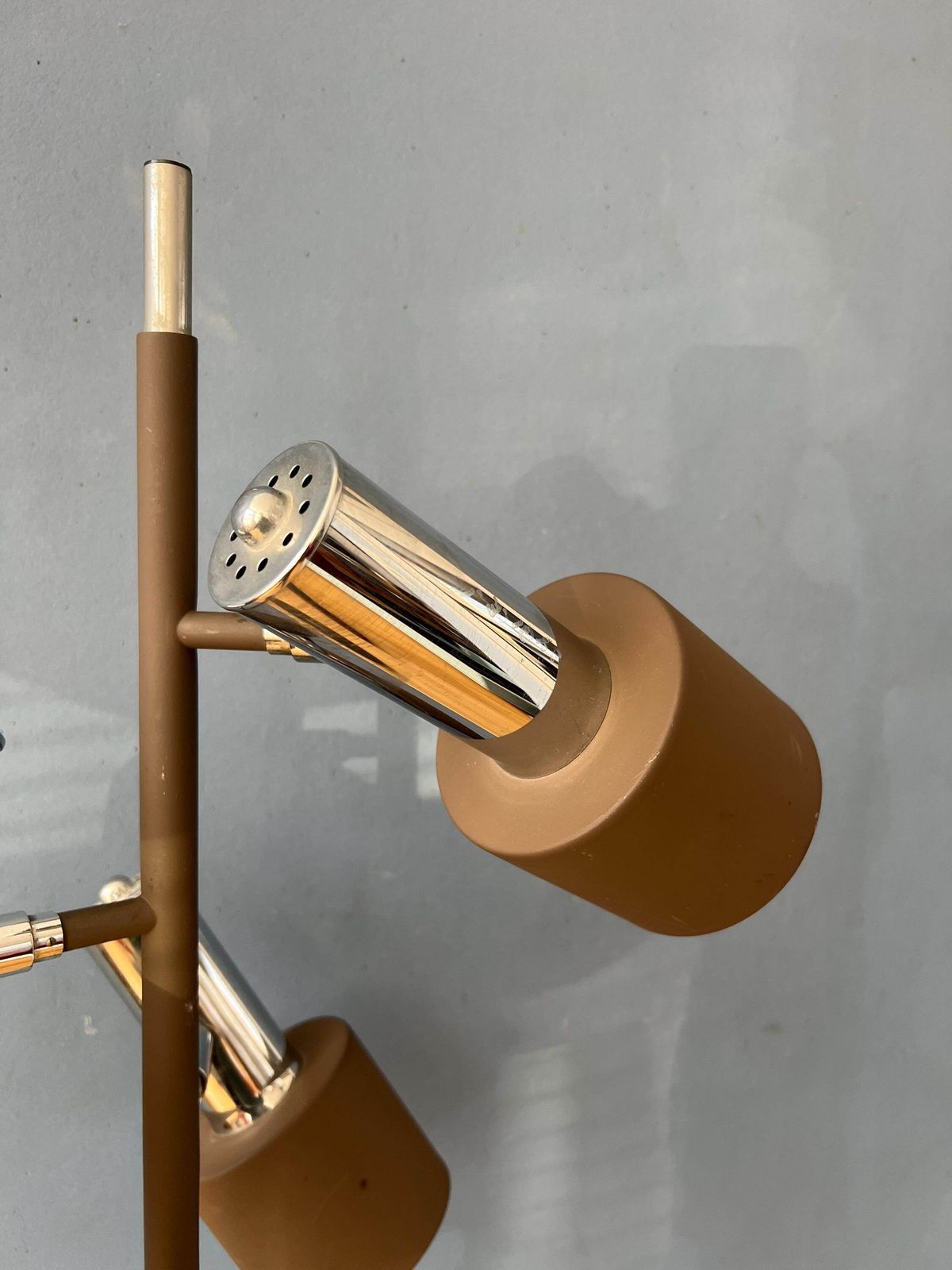 Vintage Bruine En Chromen Dijkstra Space Age Vloerlamp photo buy