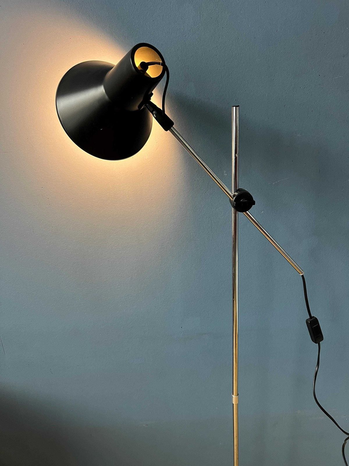 Vintage Adjustable Black Floor Lamp In Style Of Hoogervorst photo for sale