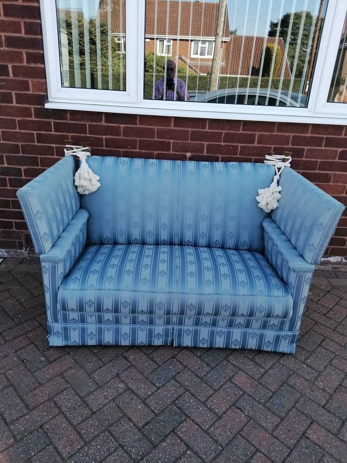 Knoll 2 And 3 Seater Sofas.. Coach Built. Newly Recovered. Silvery Blues. Toboggan For My Room. £500 photo furniture