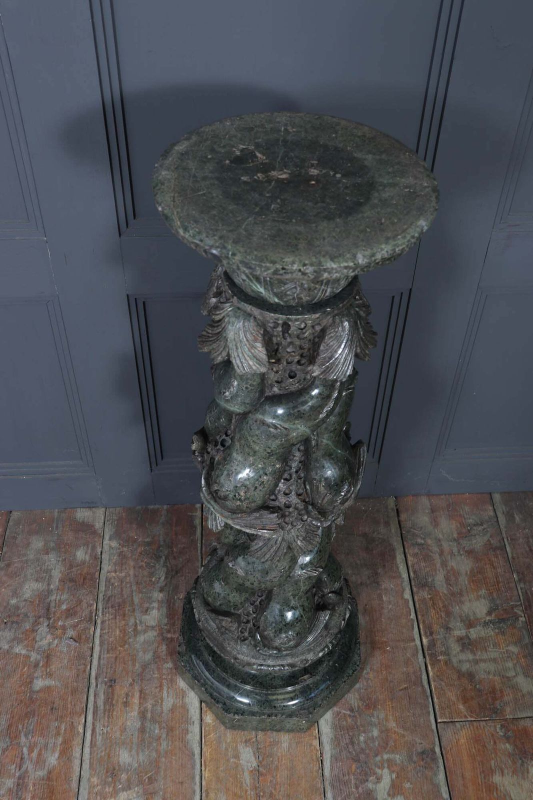 photo for sale Antique Italian Serpentine Marble Pedestal C1880