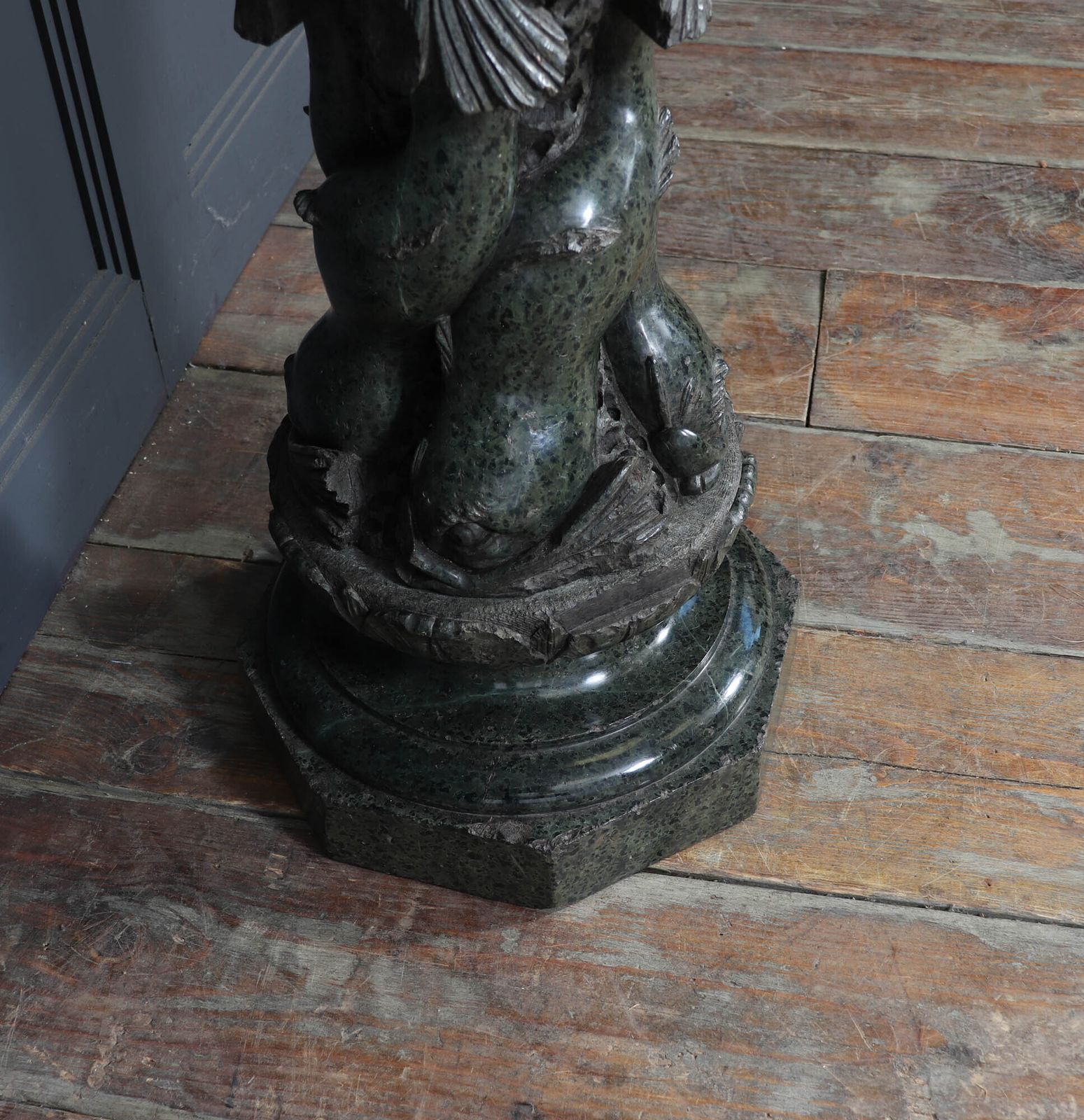 photo vintage Antique Italian Serpentine Marble Pedestal C1880