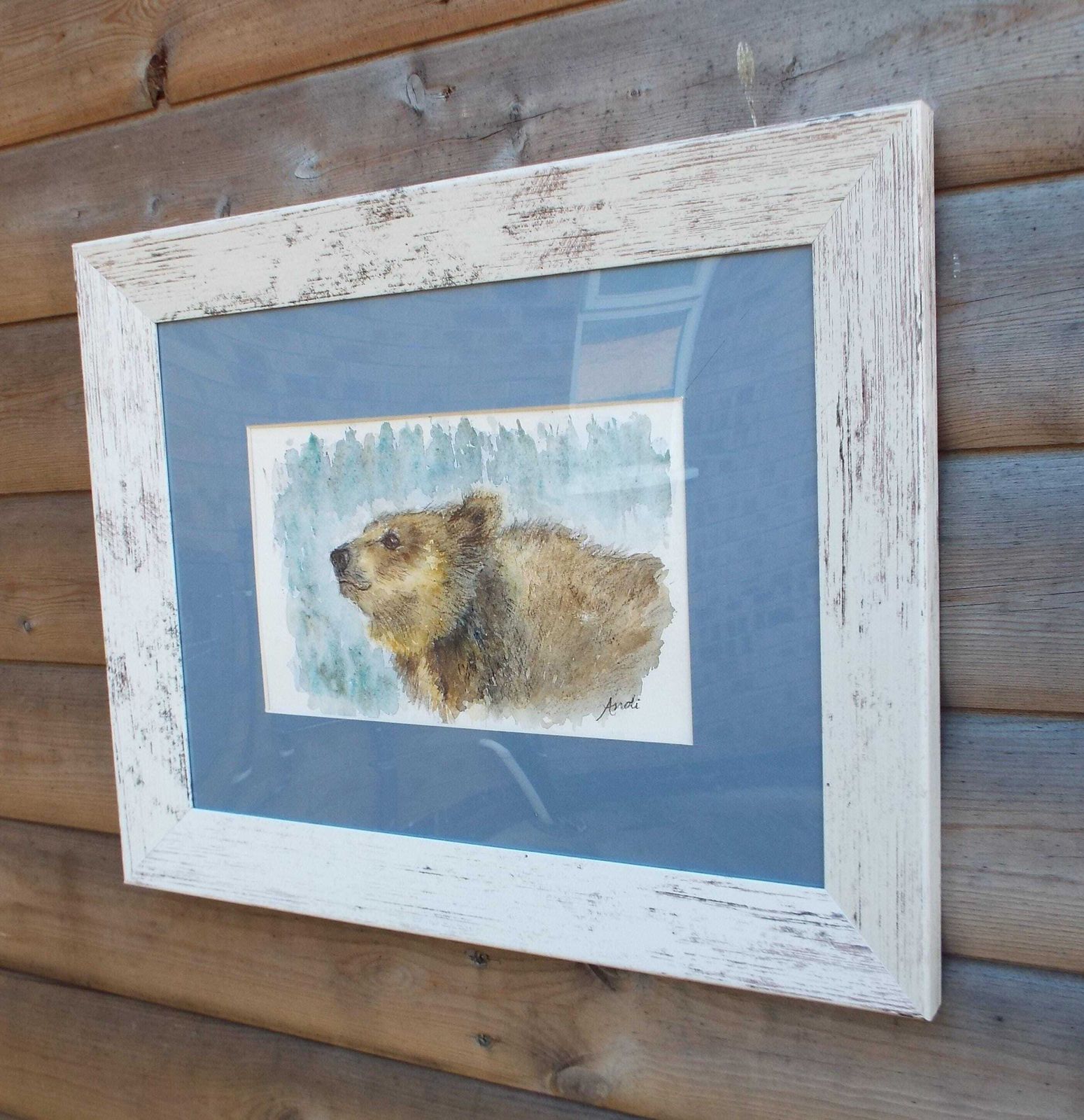 Brown Bear Watercolour Bear Painting Framed Wildlife Original Andi Lucas photo furniture