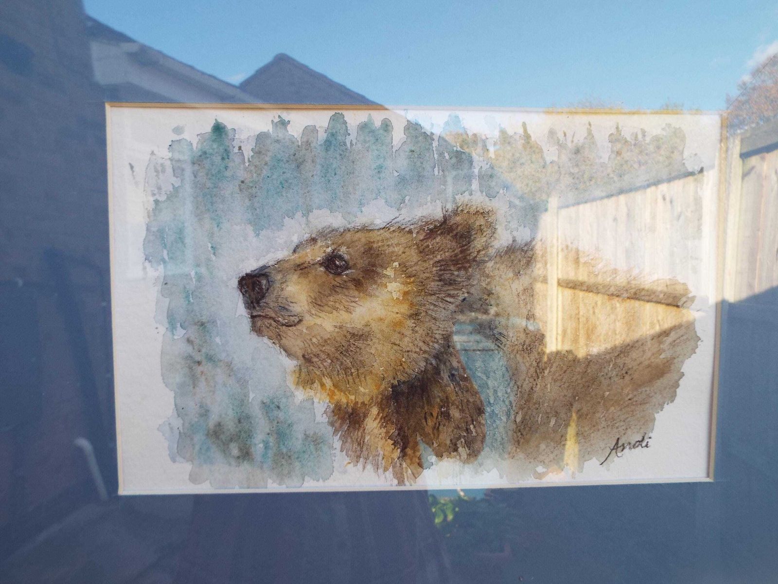 Brown Bear Watercolour Bear Painting Framed Wildlife Original Andi Lucas photo for sale