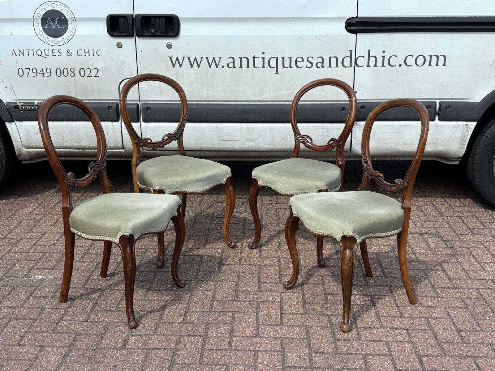 Victorian Walnut Set Of Balloon Back Dining Chairs. photo for sale