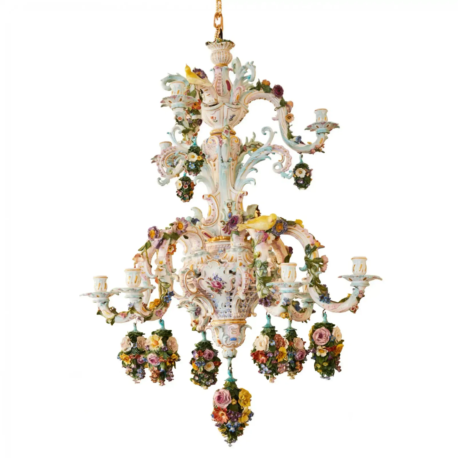 Delightful Porcelain Chandelier Meissen 1790, From The Residence Of King Alfonso XIII In Biarritz. photo vintage