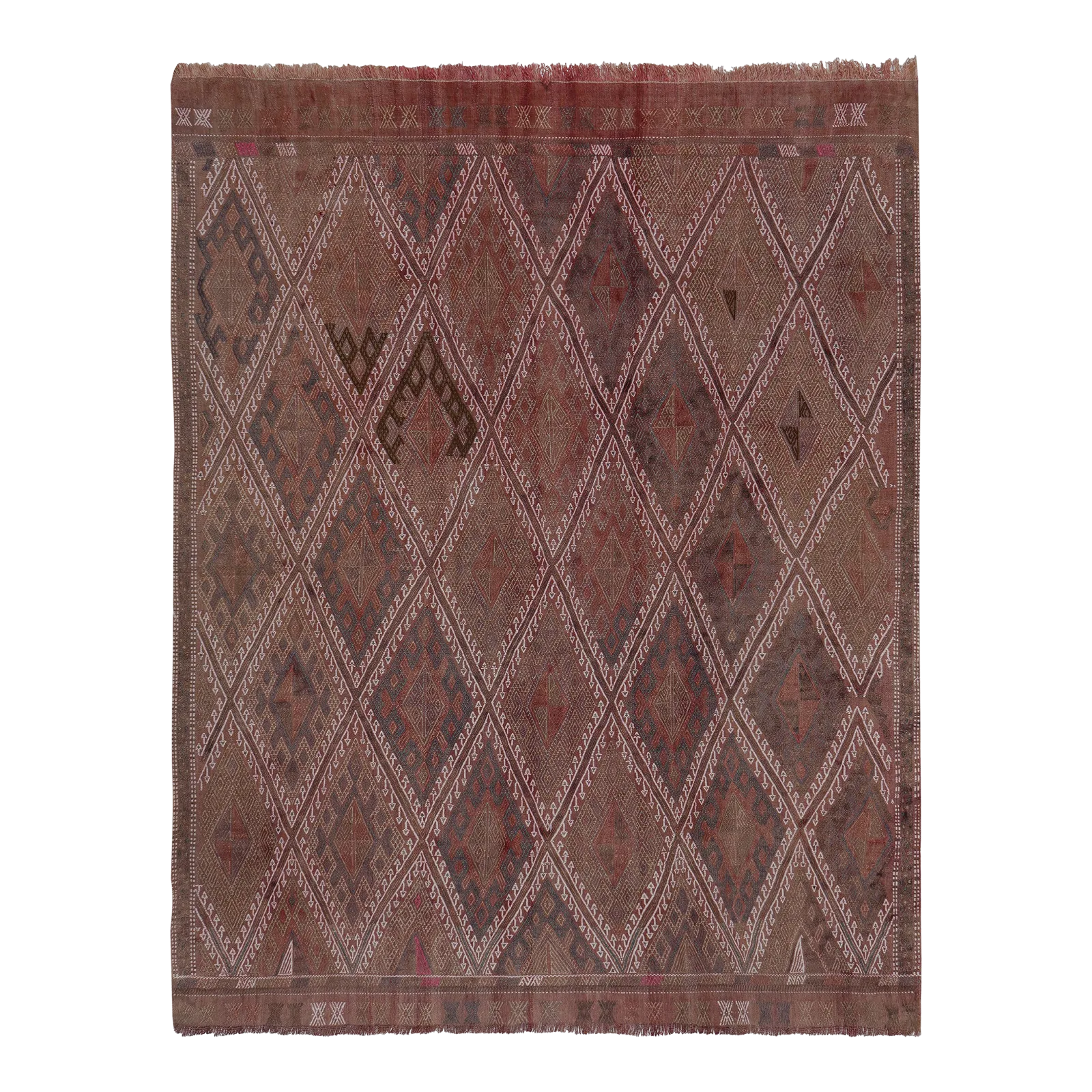 Vintage Embroided Jajim Kilim Rug 5'7'' X 7'5''