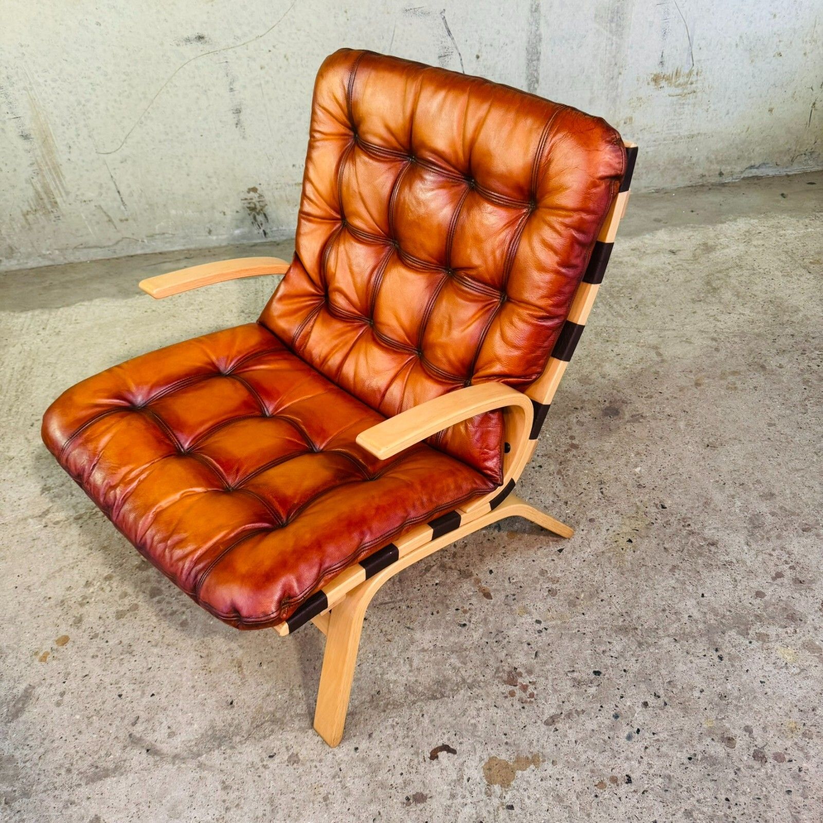 Vintage Danish Tan Leather And Bentwood Chair – Stylish, And Comfortable #A575 photo vintage