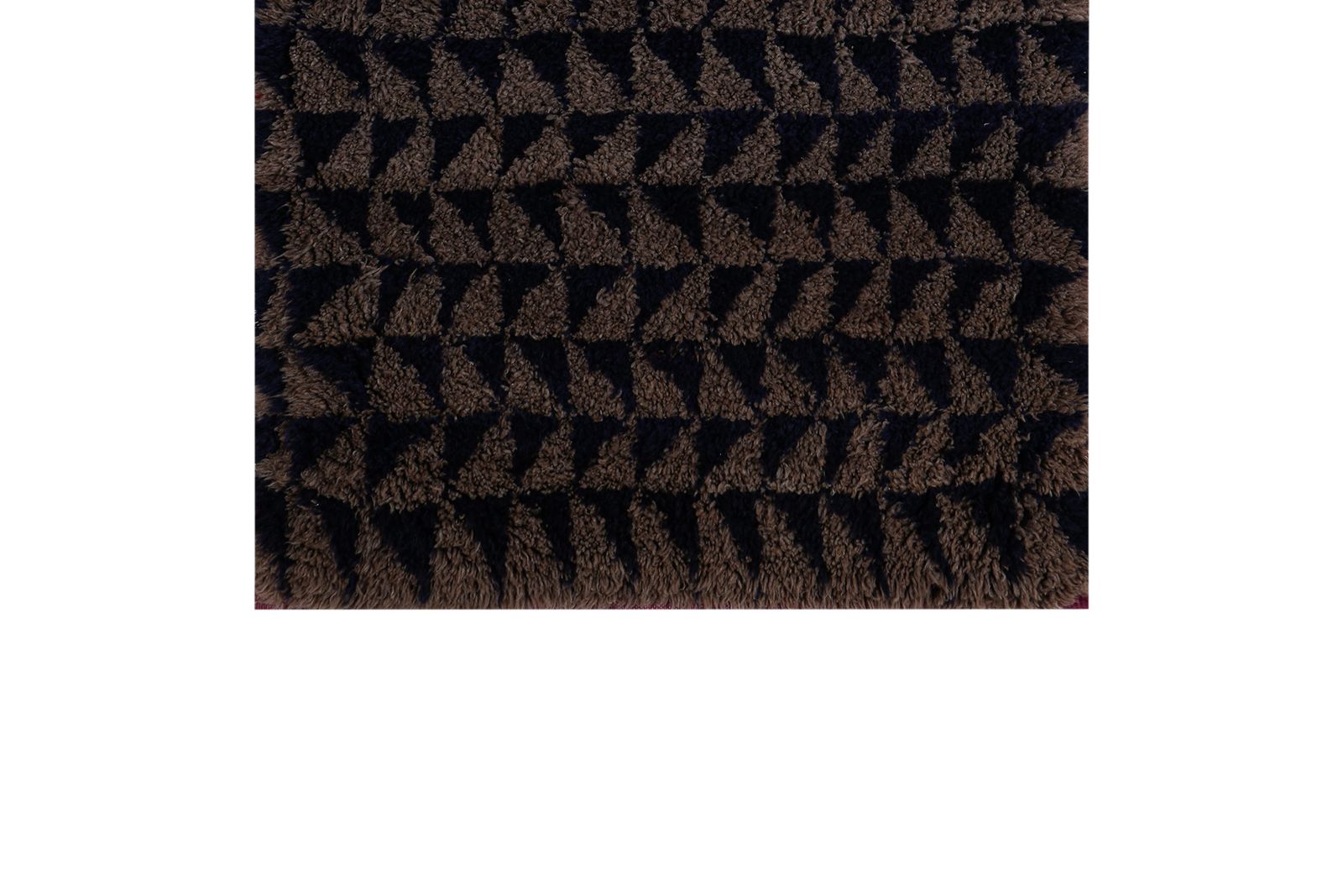 Mid Century Modern Shag Rug With Geometric Brown And Navy Pattern 3'3'' X 5'3'' photo furniture