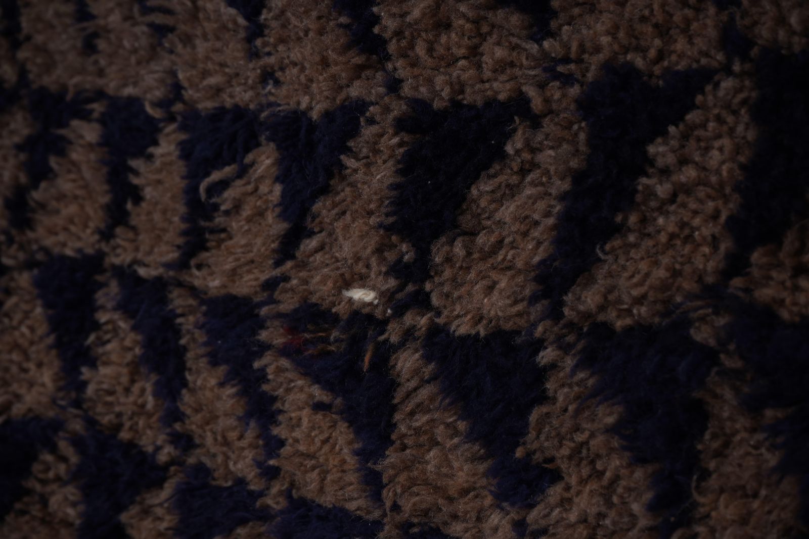 Mid Century Modern Shag Rug With Geometric Brown And Navy Pattern 3'3'' X 5'3'' photo buy
