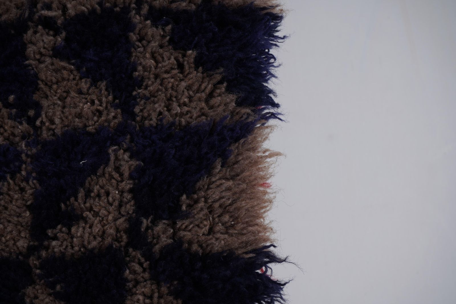 Mid Century Modern Shag Rug With Geometric Brown And Navy Pattern 3'3'' X 5'3'' photo vintage