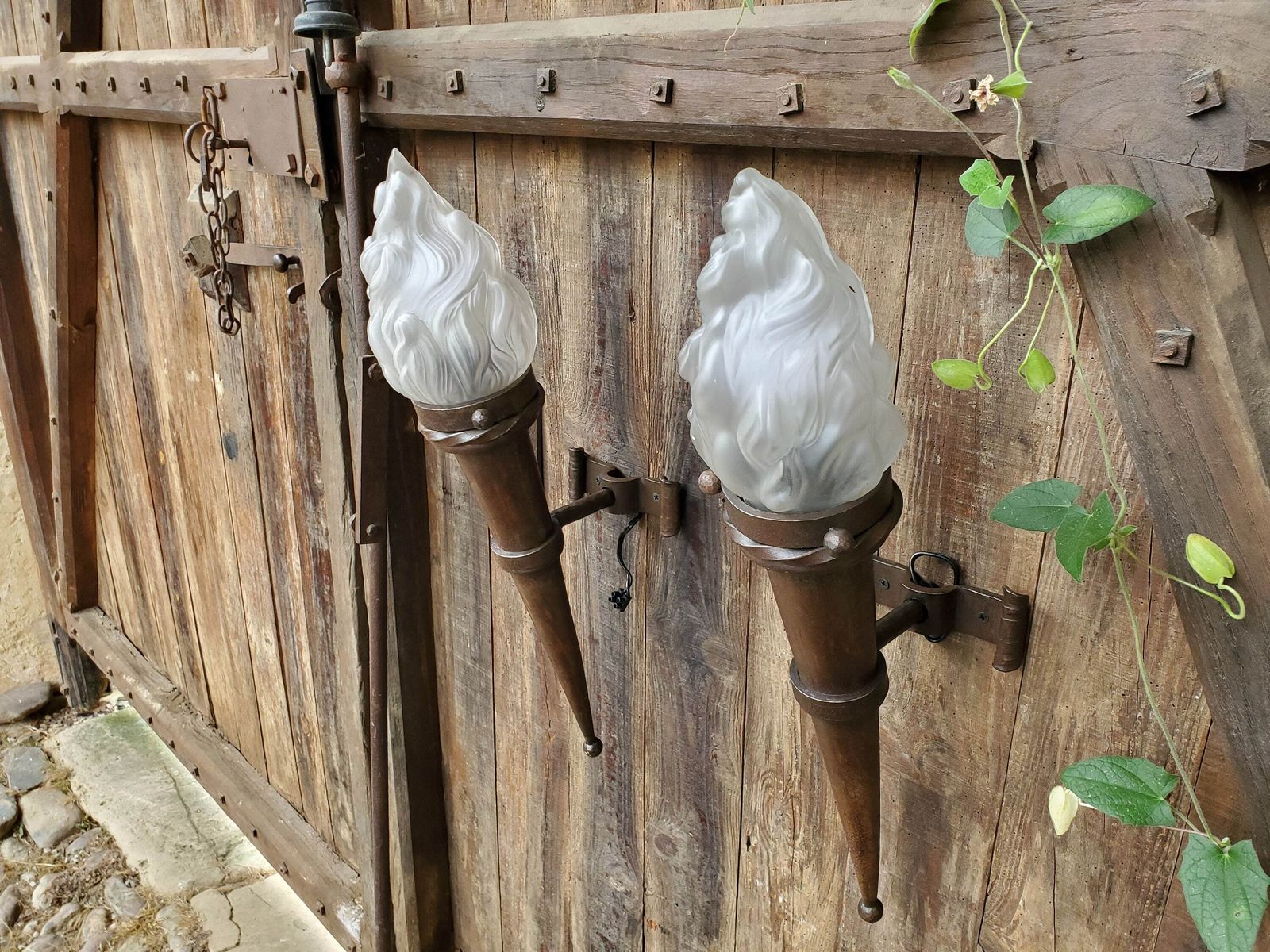 Very Large French Castle Wall Sconces / A Pair Of Iron Wall Sconces / Iron Wall Lights / Gothic Wall Sconces / Medieval Sconces /