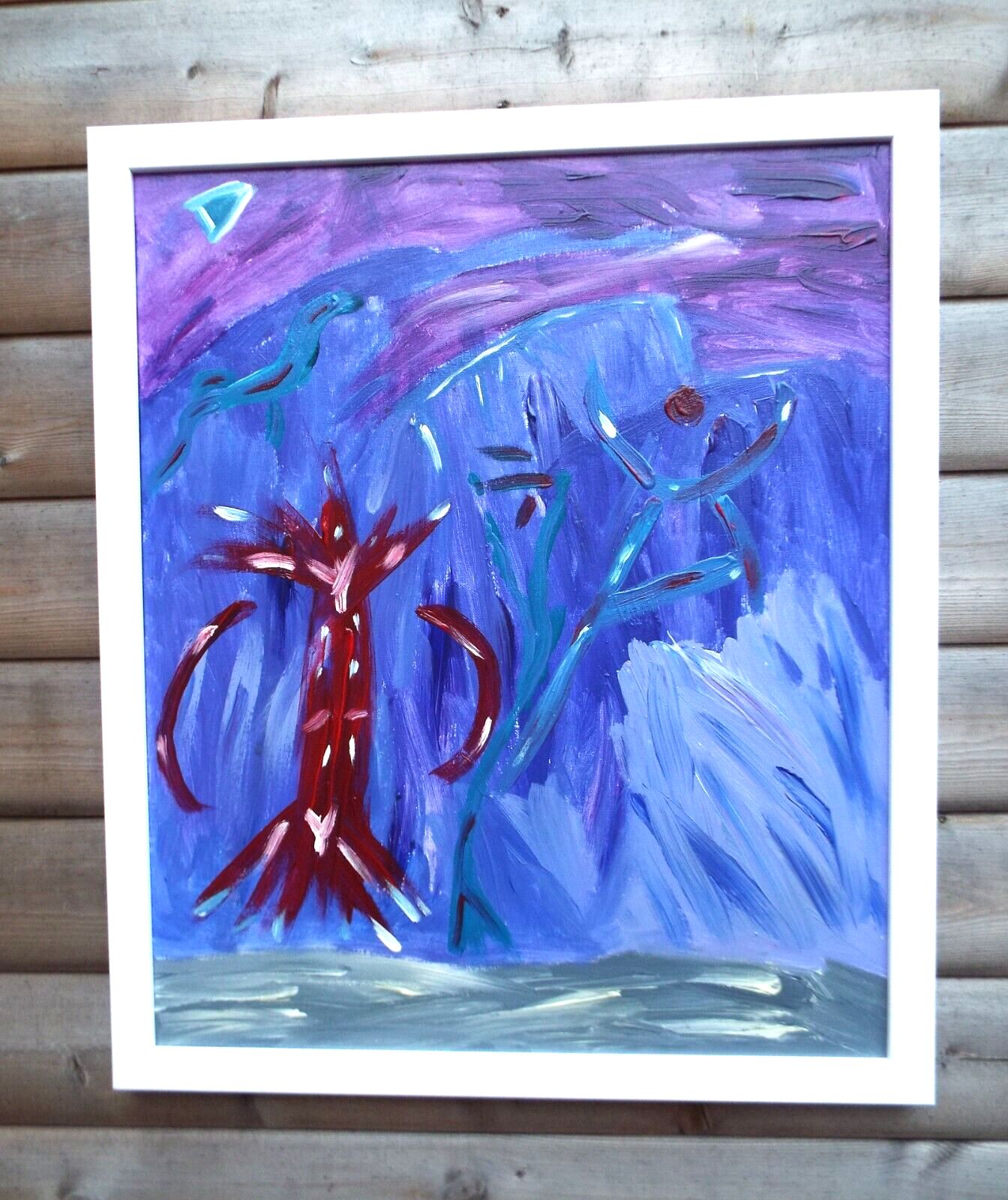 Original Abstract Painting A Night's Odd Figures Signed Framed Fraser J Lucas