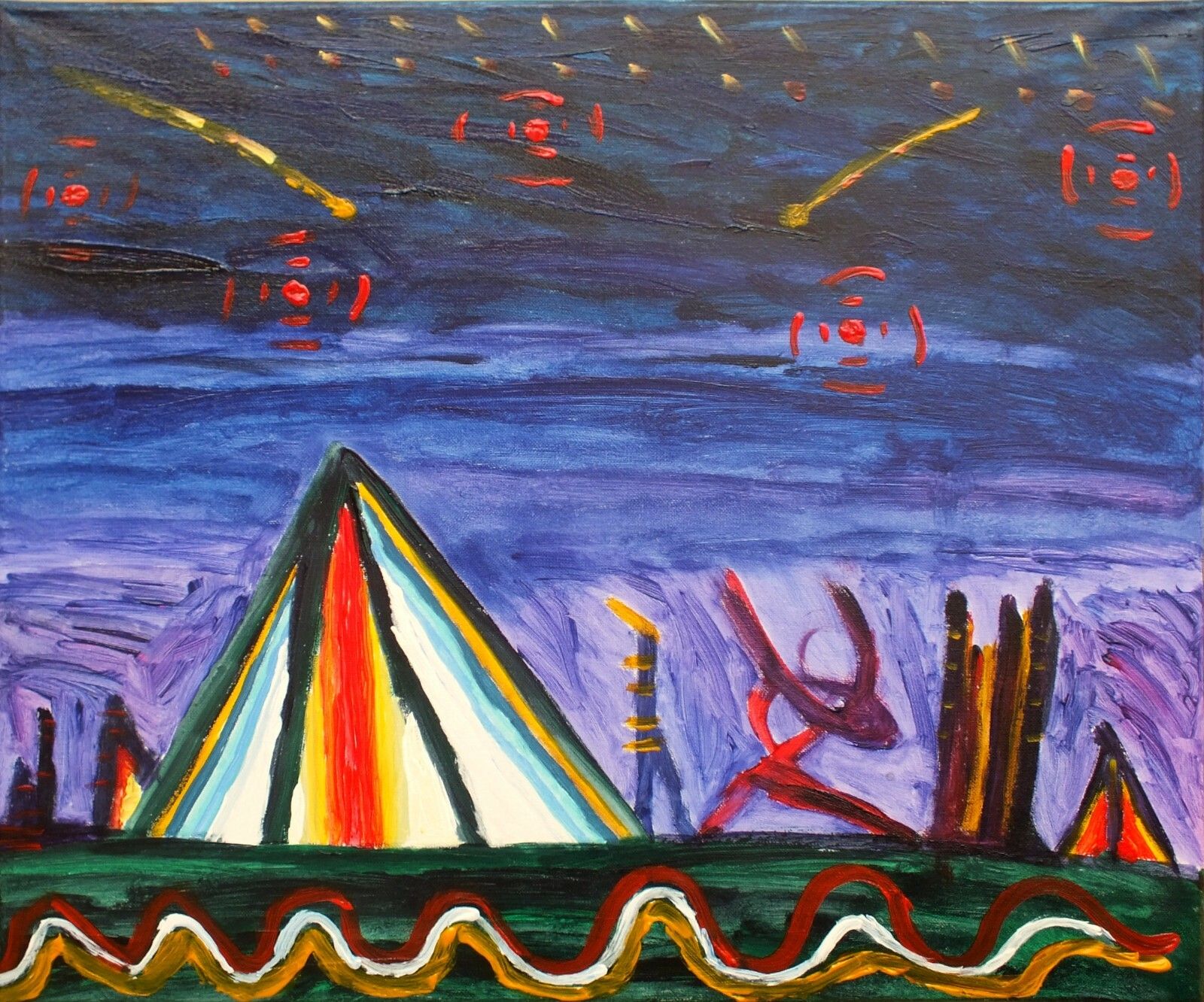New Abstract Painting ' Parade From The Stars' Signed Framed Fraser J Lucas photo furniture