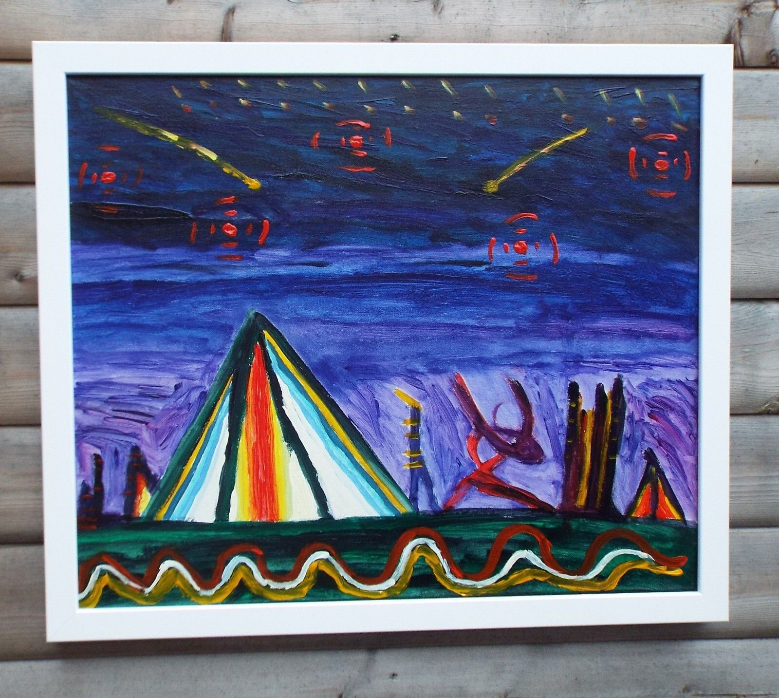 New Abstract Painting ' Parade From The Stars' Signed Framed Fraser J Lucas photo vinterior