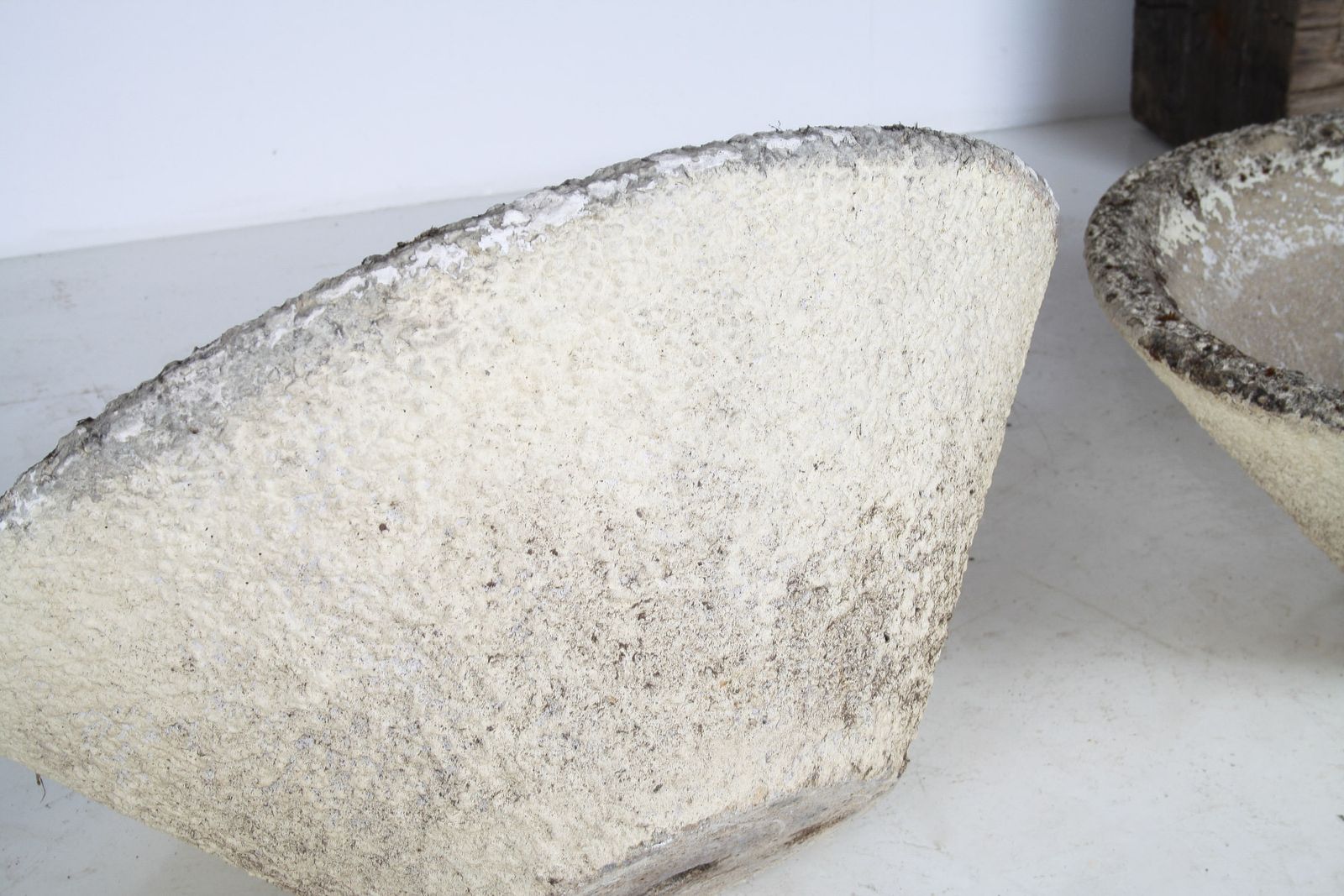 photo for sale A Large Pair Of Mid Century Modernist Concrete Planters In The Manner Of Willy Guhl