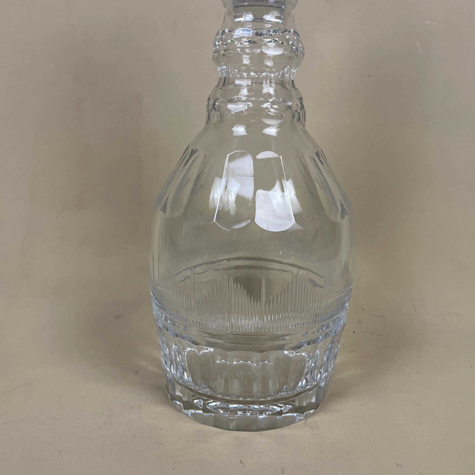 Vintage Glass Drink Decanter Cut Glass Crystal Whisky Display Triple Neck Bottle Retro Antique photo for sale