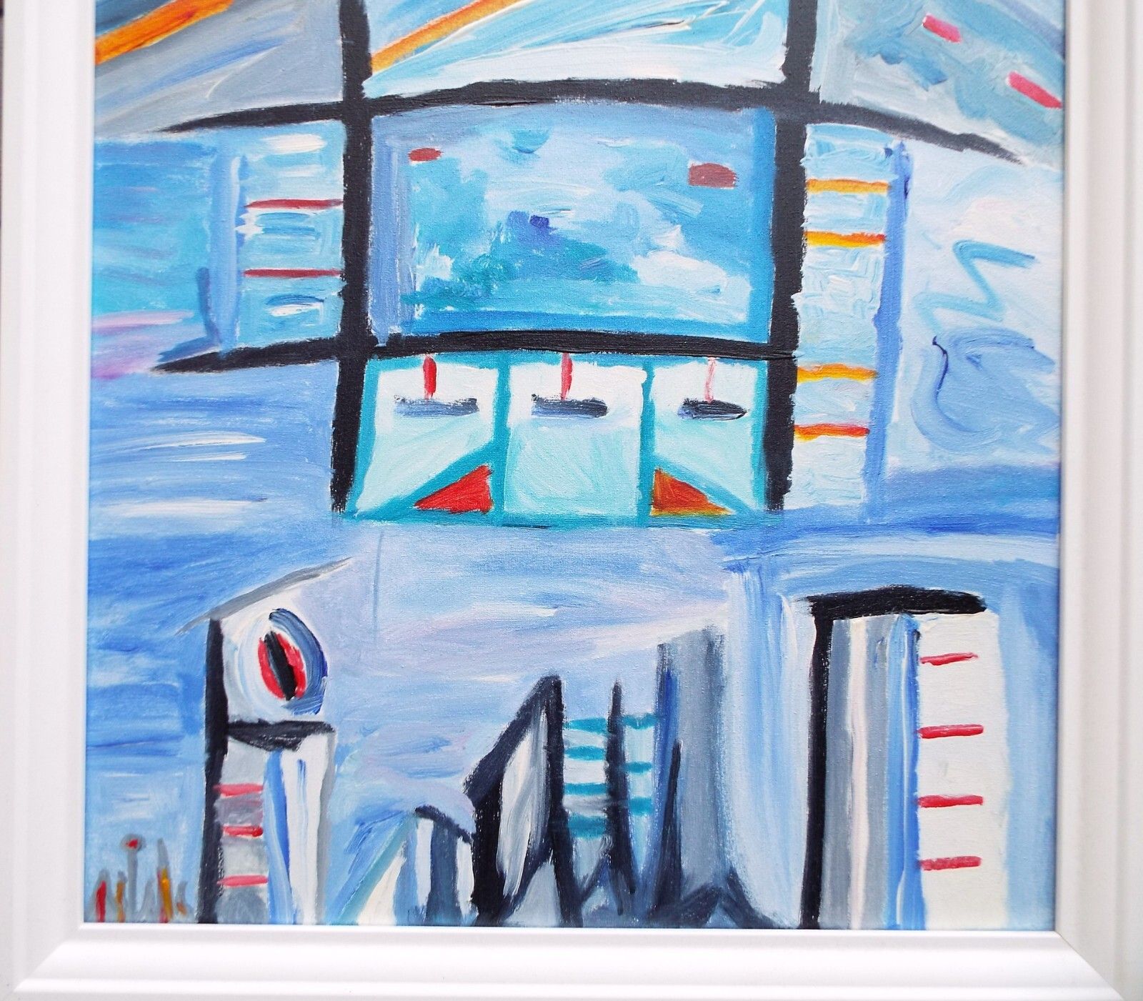 photo for sale Large Framed Original Abstract Cityscape Painting Urban Dreams Fraser J Lucas