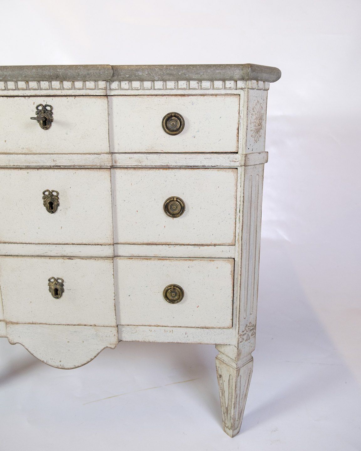 Gustavian Chest Of Drawers With 3 Drawers Grey Painted With Marbled Top, Swedish Origin From 1840s photo furniture